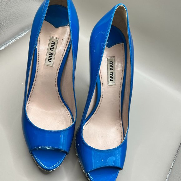 Miu Miu Shoes Miu Miu Patent Leather Glitter Accents Pumps Poshmark